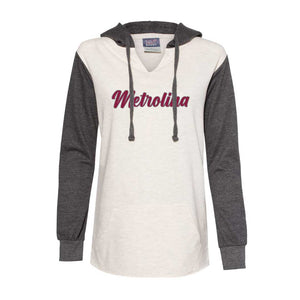 Metrolina Script Embroidered -  Women’s French Terry Hooded Pullover (Ladies)